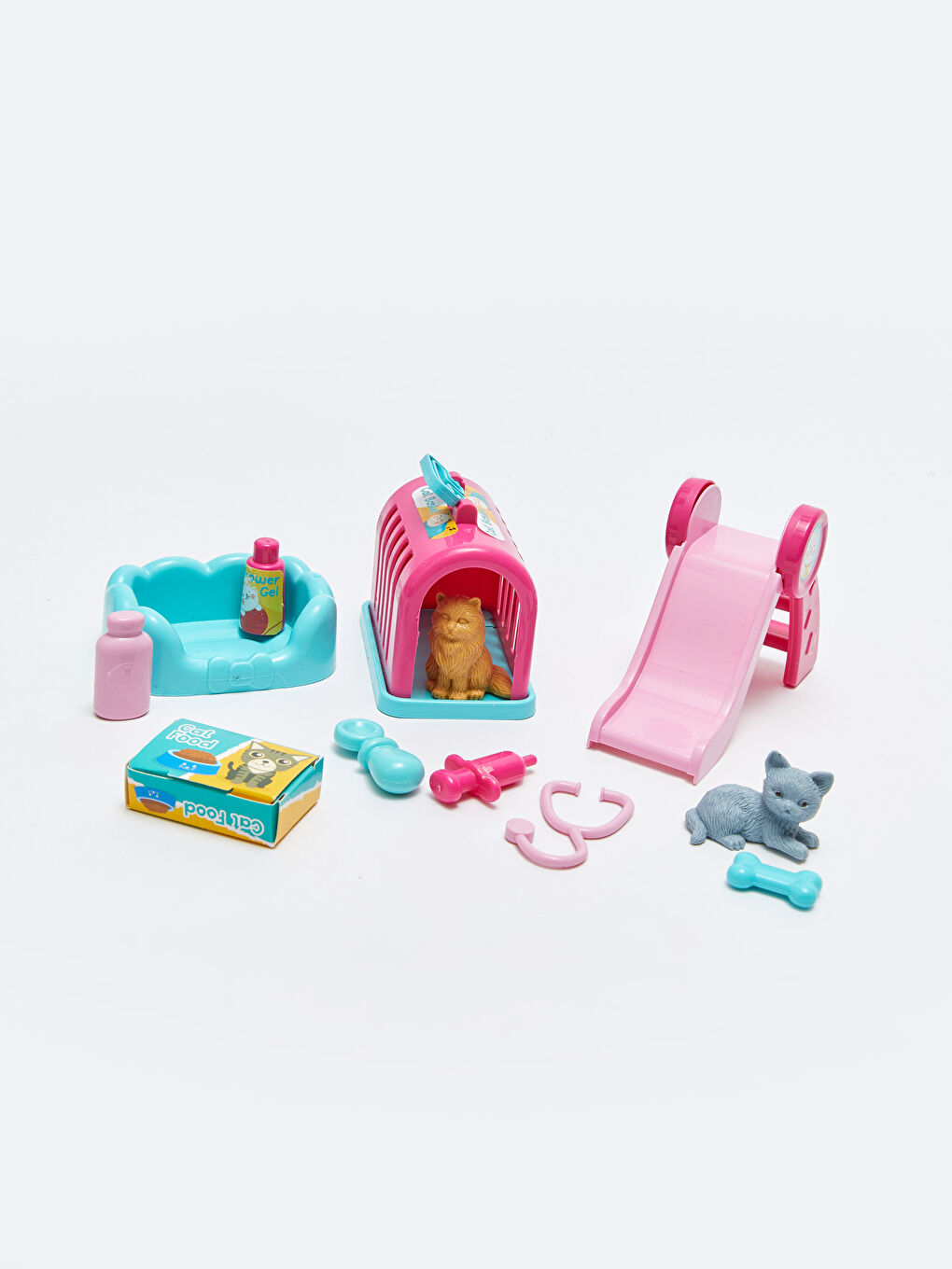 Kız Çocuk Kedili Pet Oyuncak Seti-5