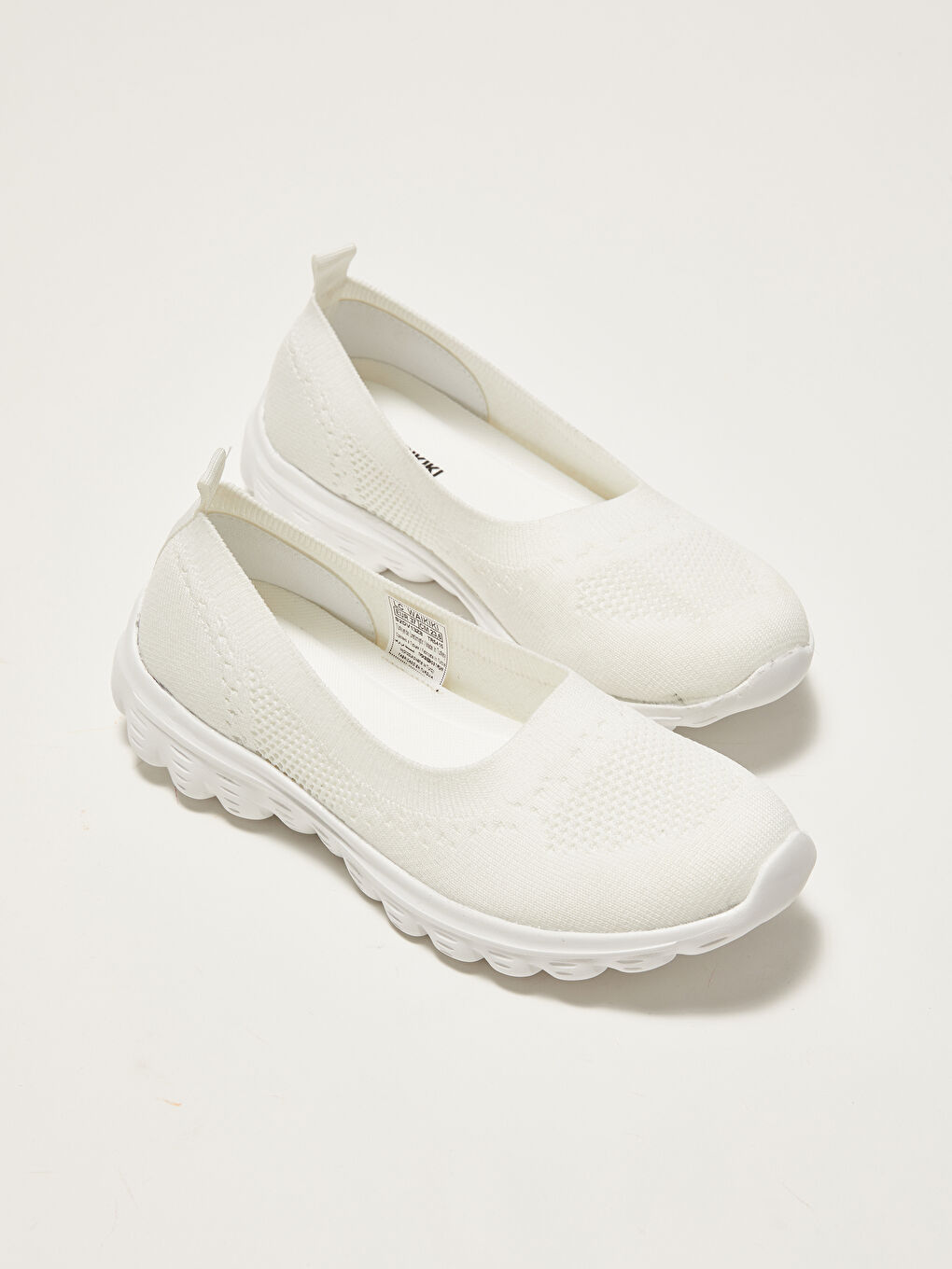 Beyaz Kalın Tabanlı File Detaylı Kadın Spor Ayakkabı-5