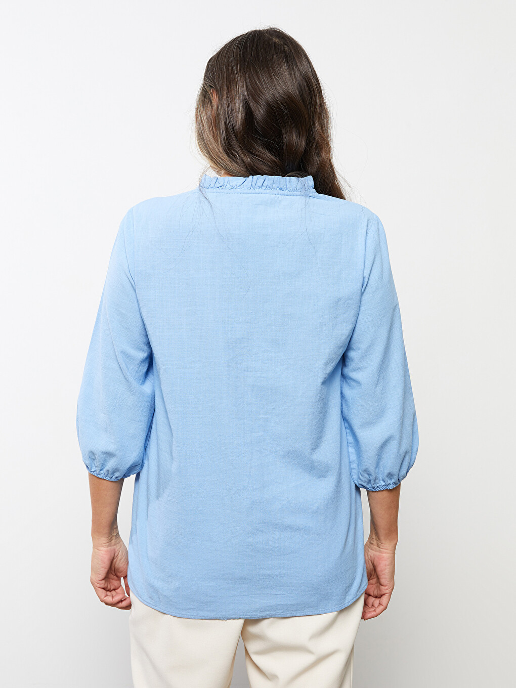 Women's Crew Neck Embroidery Cotton Shirt-4
