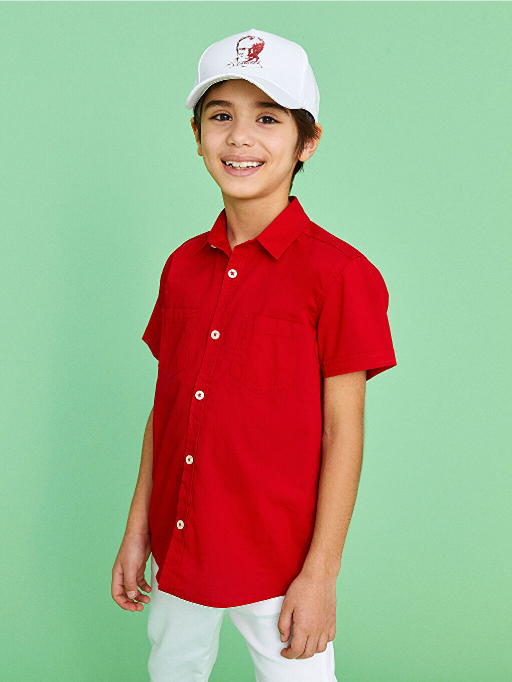 Chemise Basique à Manches Courtes en Popeline pour Garçon