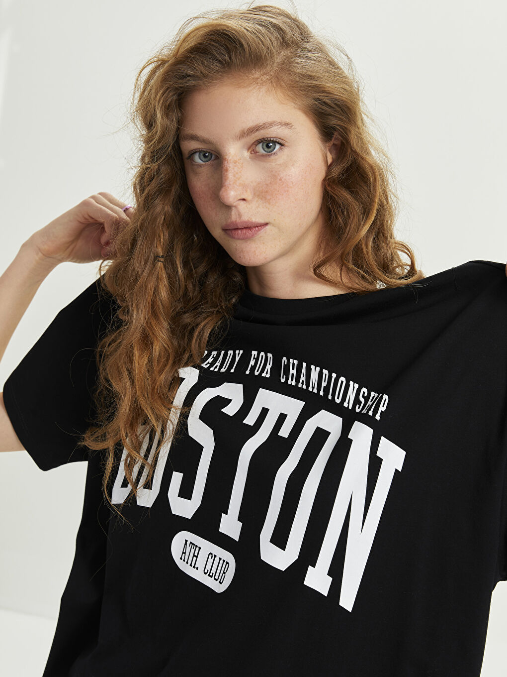 Crew Neck Printed Short Sleeve Oversized Cotton Women's T-Shirt-1