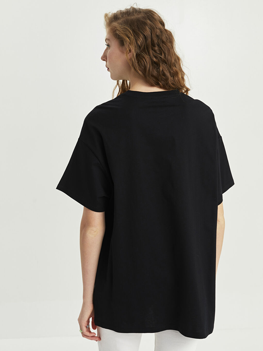 Crew Neck Printed Short Sleeve Oversized Cotton Women's T-Shirt-6