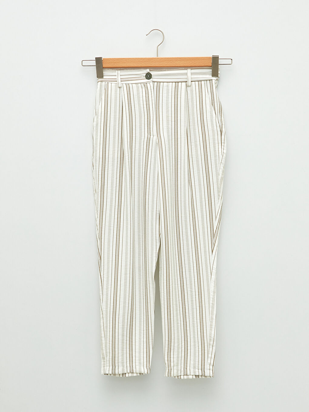 High Waist Comfortable Fit Striped Pocket Detailed Women's Trousers-6