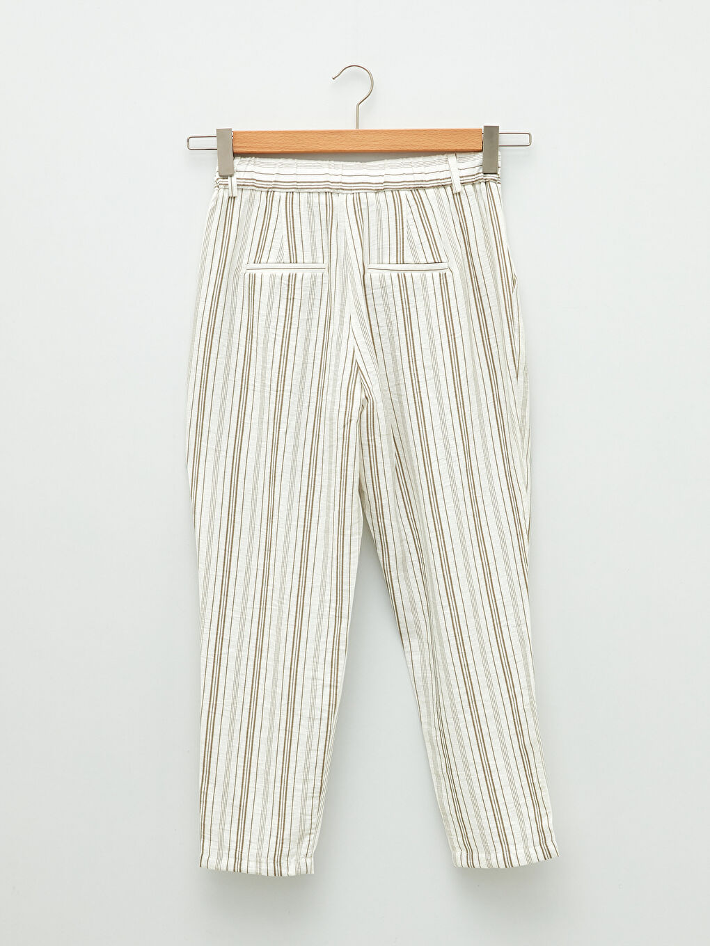 High Waist Comfortable Fit Striped Pocket Detailed Women's Trousers-7