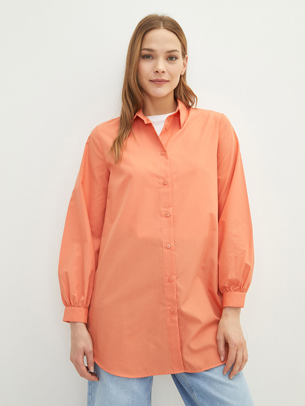 Plain Poplin Women's Shirt Tunic-1