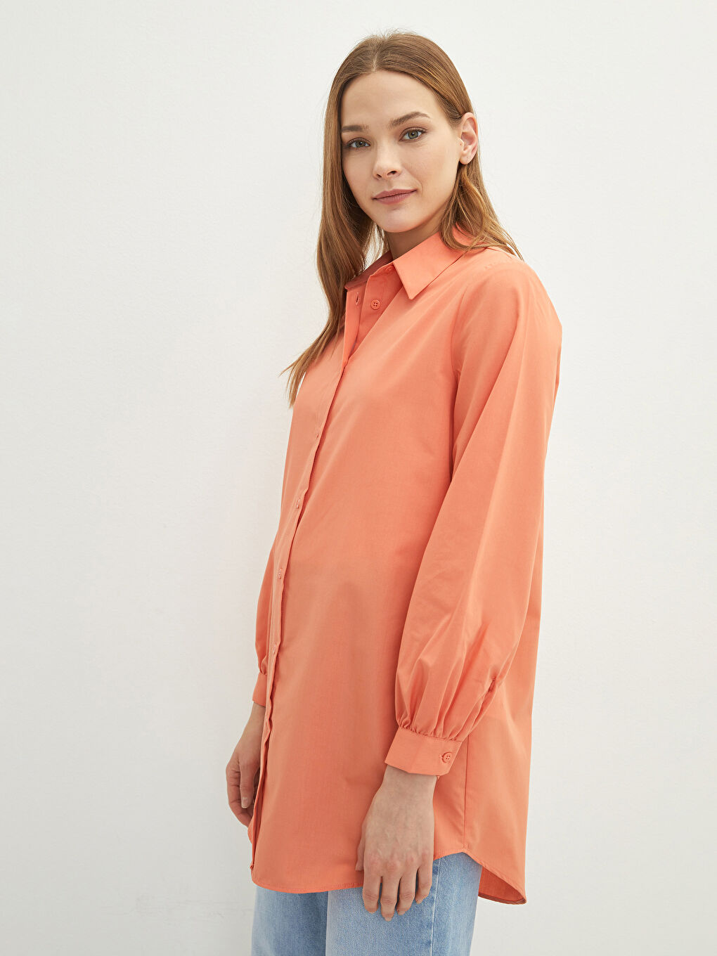 Plain Poplin Women's Shirt Tunic-2