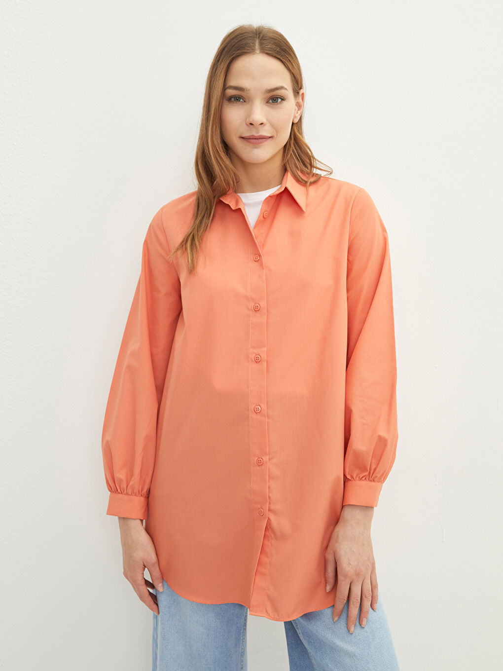Plain Poplin Women's Shirt Tunic-3