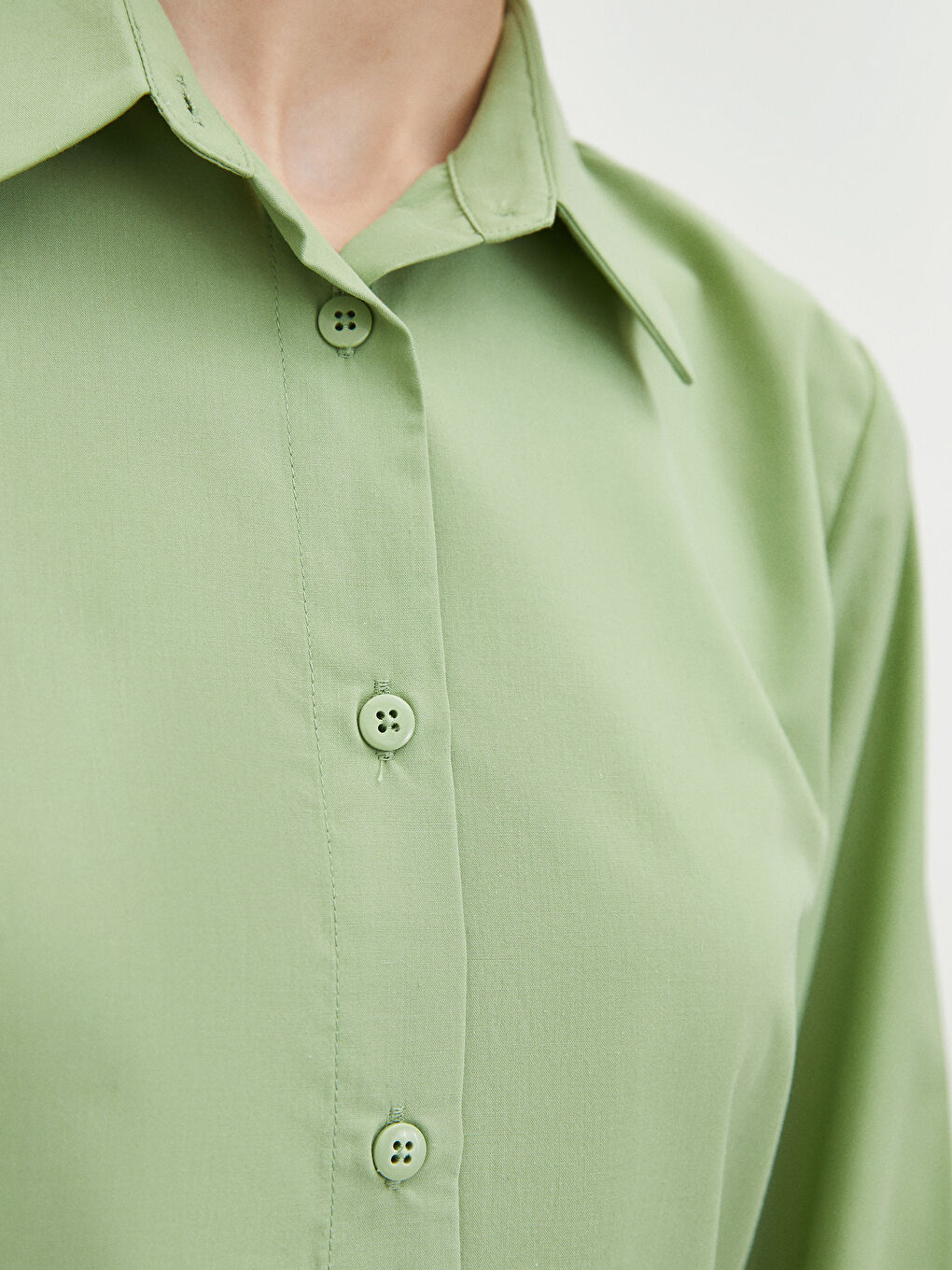 Однотонная рубашка-туника из поплина для женщин-3