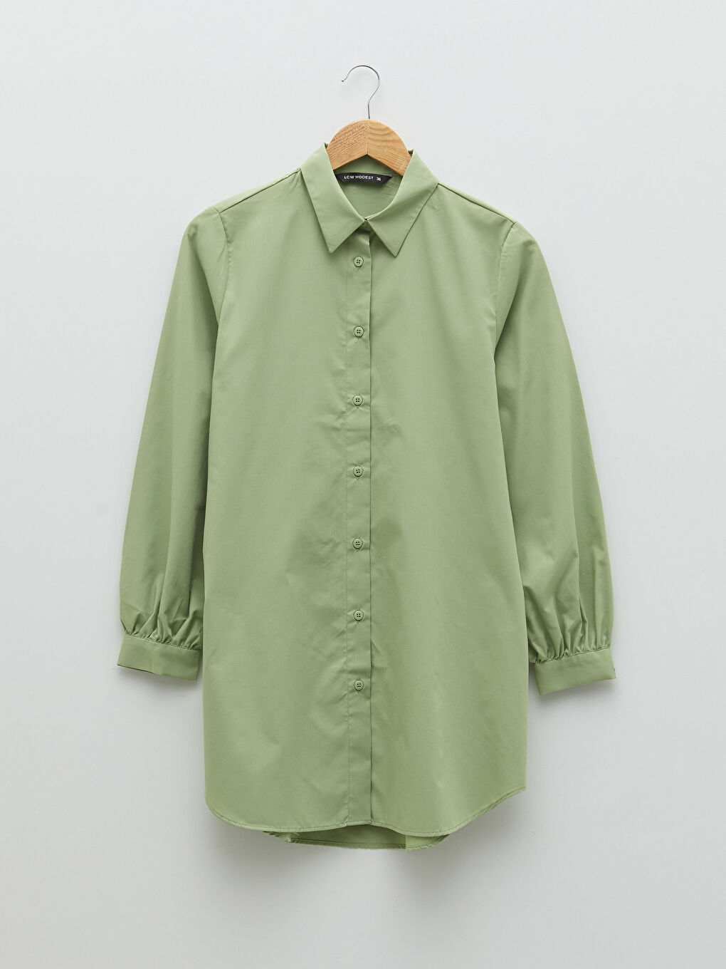 Однотонная рубашка-туника из поплина для женщин-5