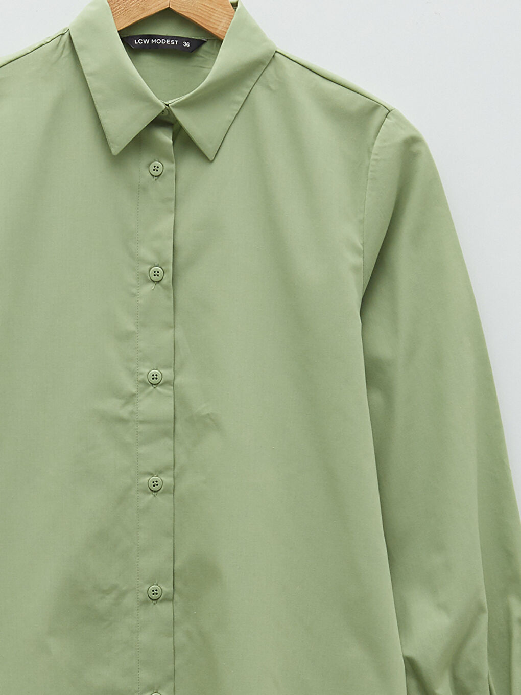 Однотонная рубашка-туника из поплина для женщин-7