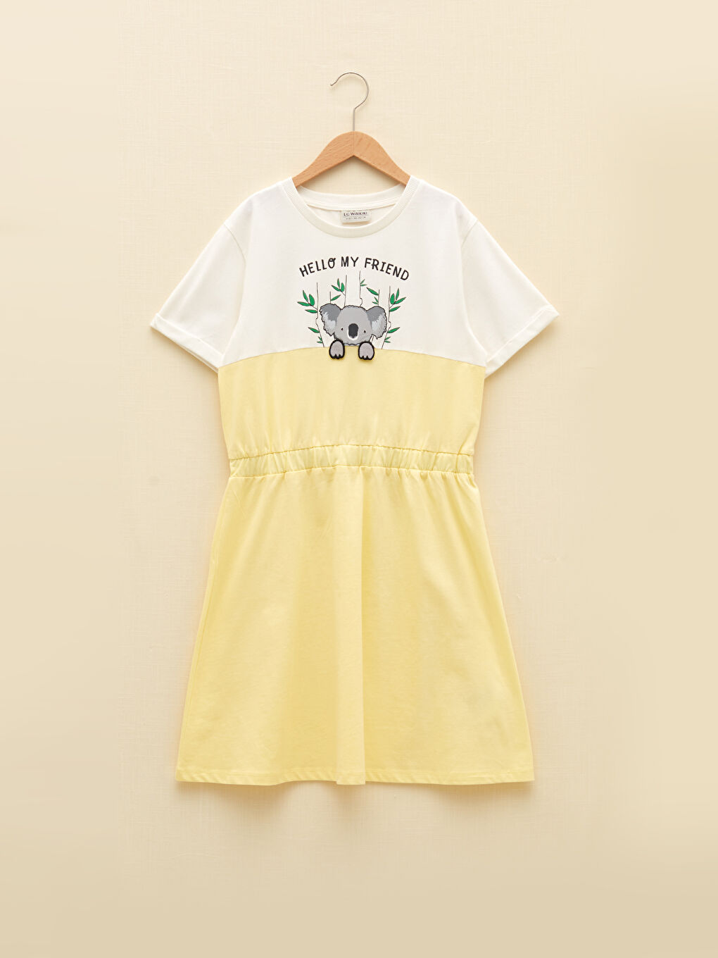 Crew Neck Printed Short Sleeve Cotton Girl Dress