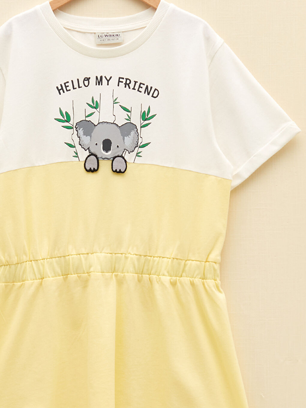 Crew Neck Printed Short Sleeve Cotton Girl Dress-2