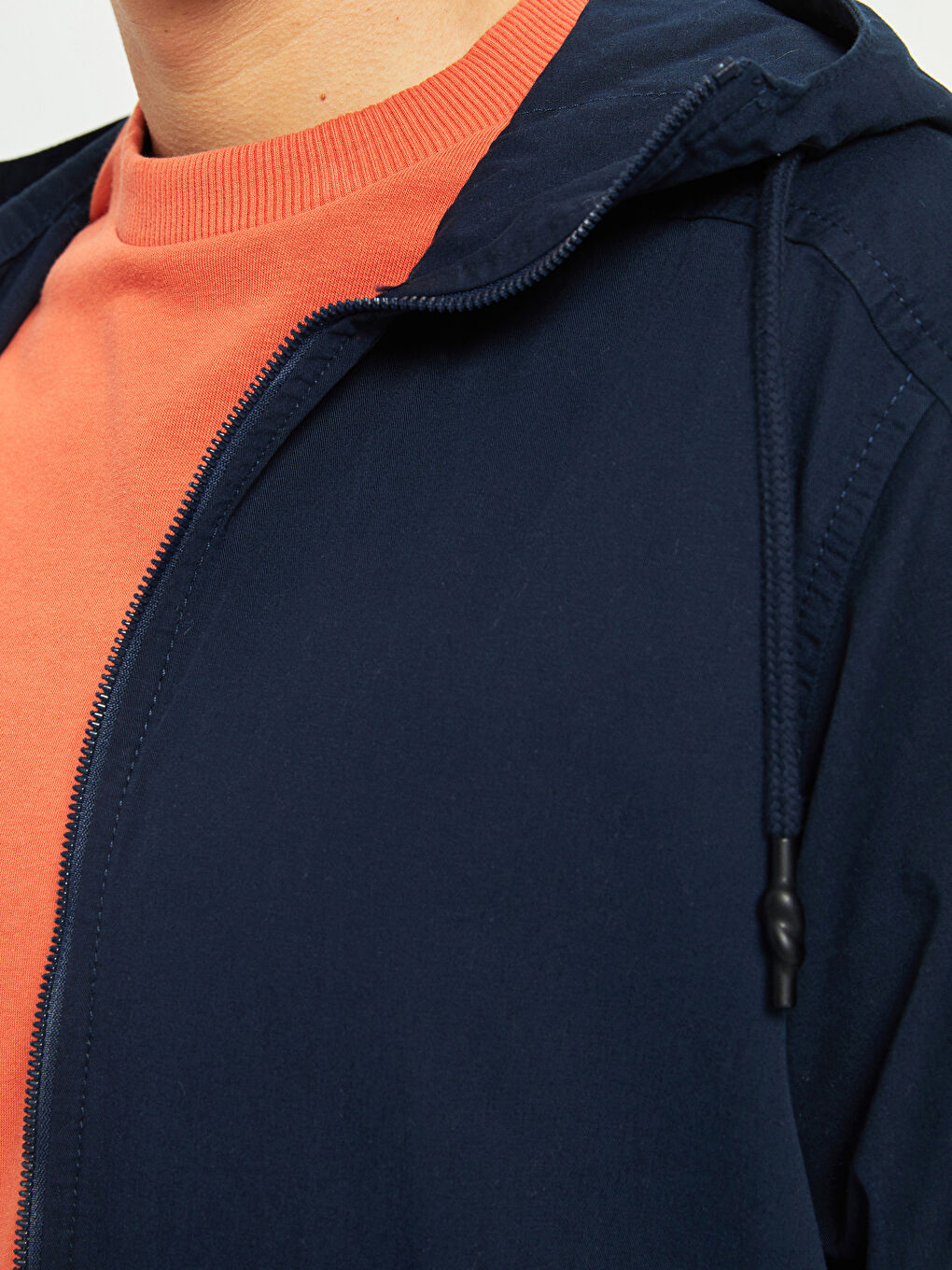 Lacivert Standart Kalıp Kapüşonlu Erkek Mont-5