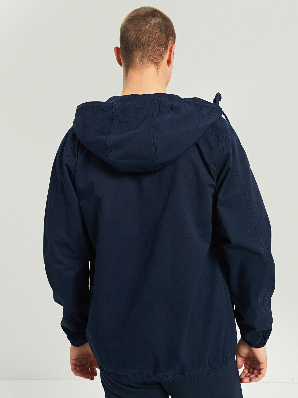 Lacivert Standart Kalıp Kapüşonlu Erkek Mont-6