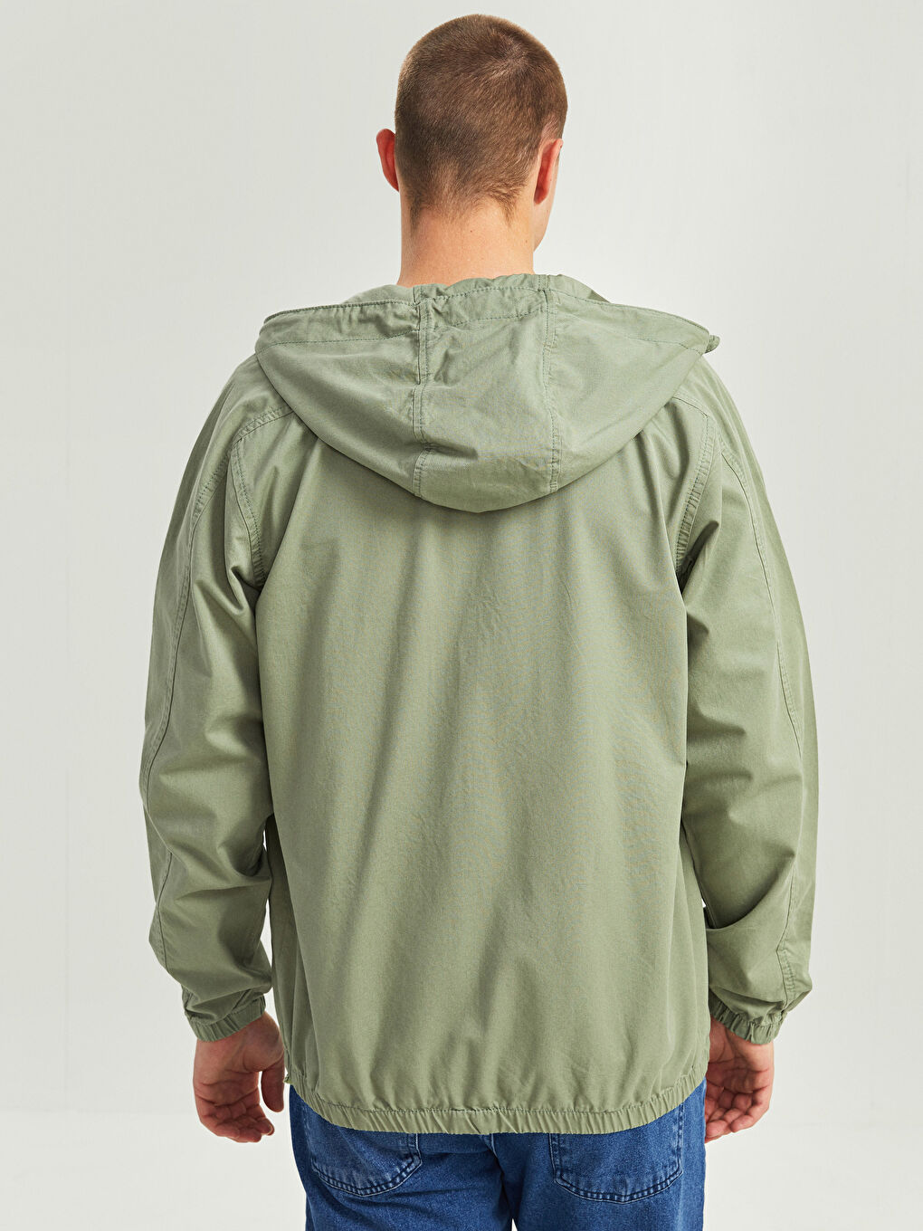 Yeşil Standart Kalıp Kapüşonlu Erkek Mont-4