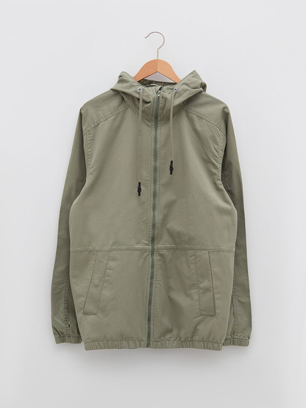 Yeşil Standart Kalıp Kapüşonlu Erkek Mont-5