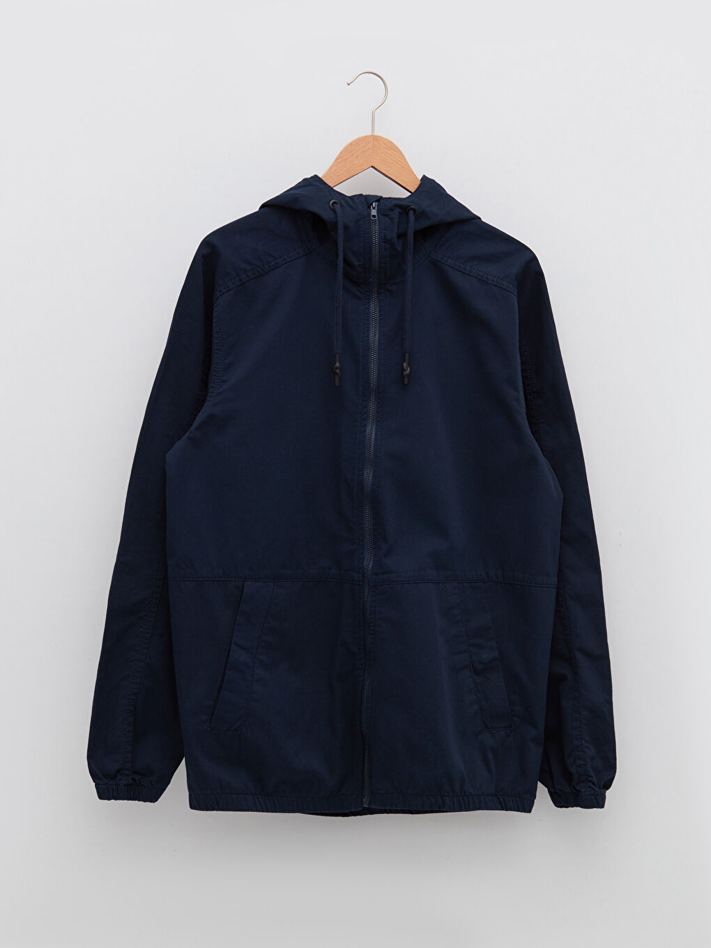 Lacivert Standart Kalıp Kapüşonlu Erkek Mont-7