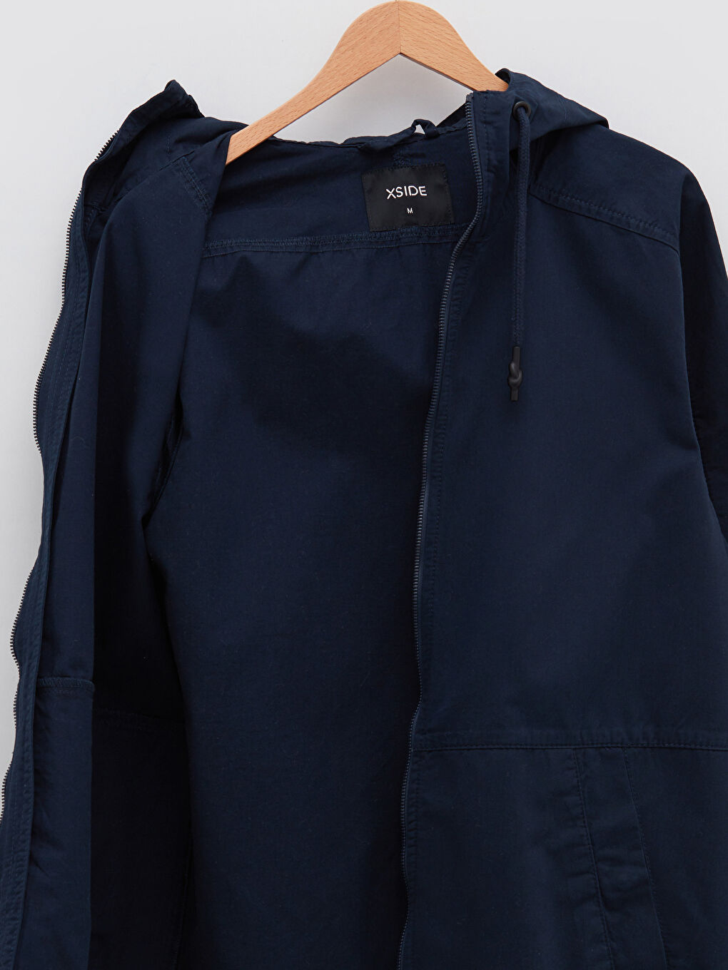 Lacivert Standart Kalıp Kapüşonlu Erkek Mont-9