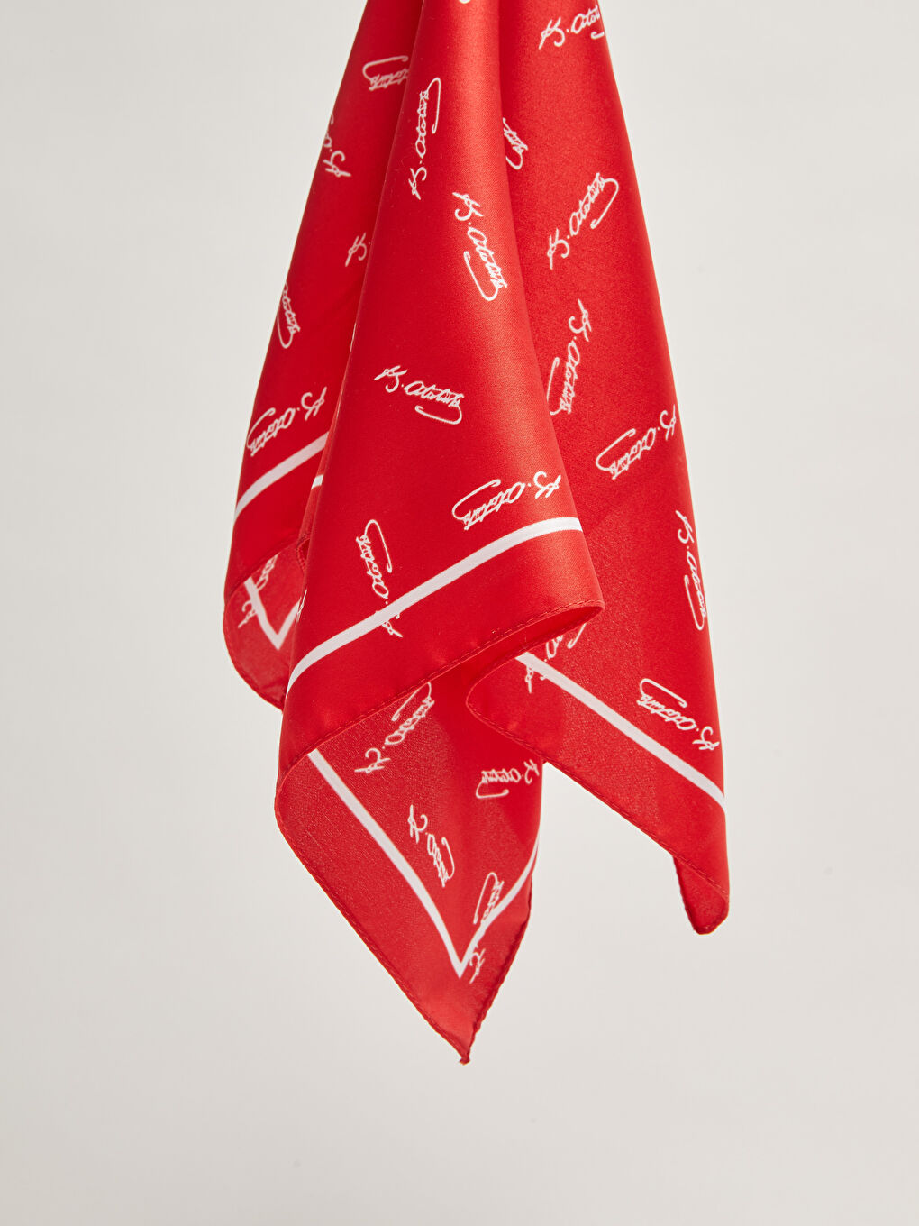 Kırmızı Atatürk İmza Baskılı Kız Çocuk Bandana-2