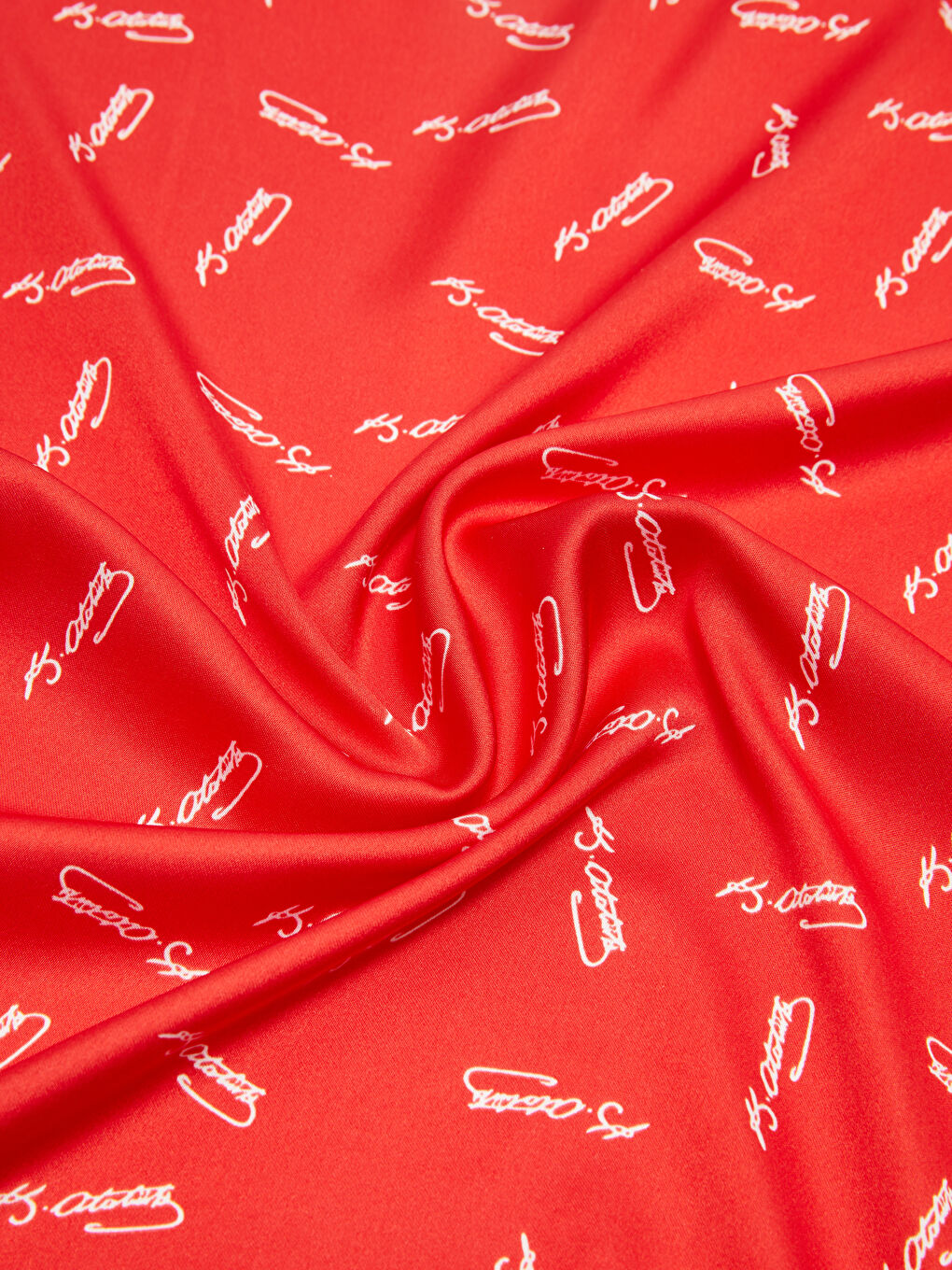 Kırmızı Atatürk İmza Baskılı Kız Çocuk Bandana-5