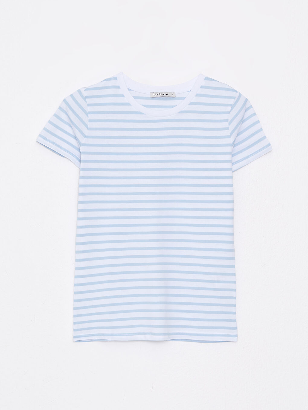 Crew Neck Striped Short Sleeve Cotton Women's T-Shirt-5
