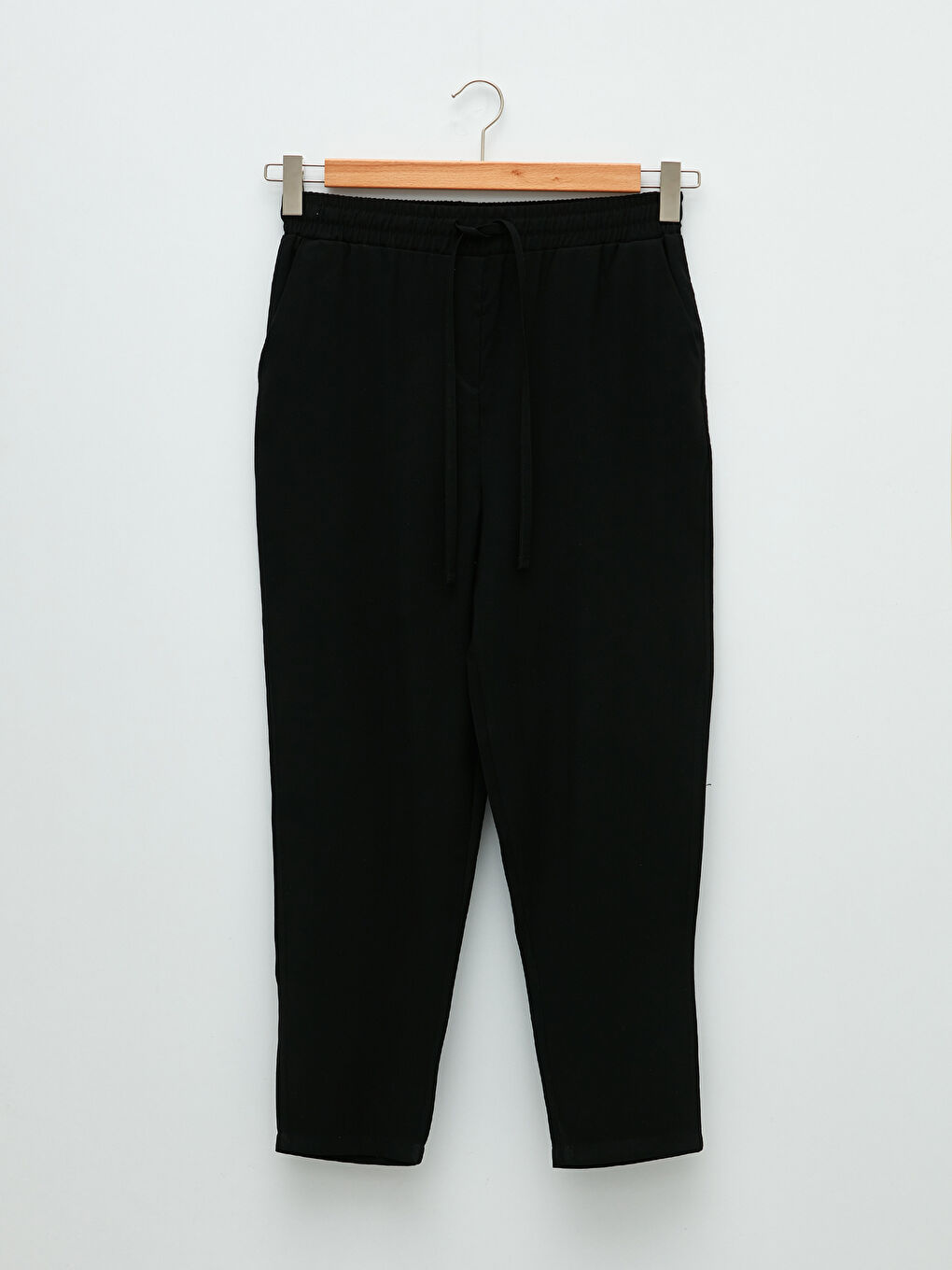 Elastic Waist Straight Comfortable Fit Pocket Detailed Women's Trousers-5