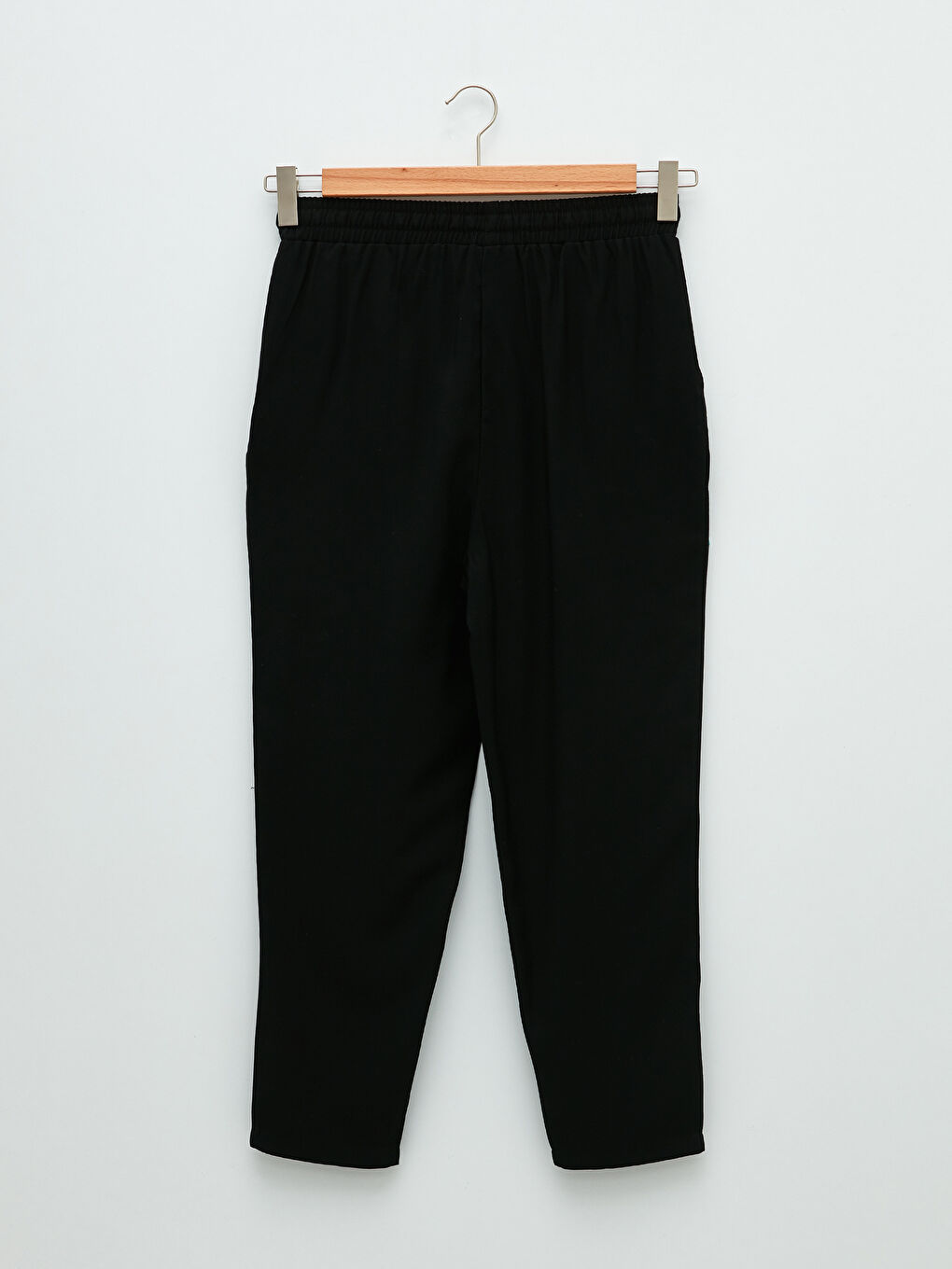 Elastic Waist Straight Comfortable Fit Pocket Detailed Women's Trousers-6