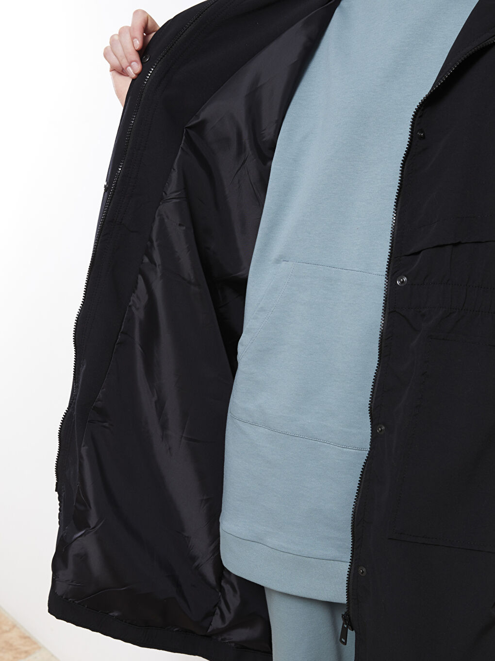LCW Modest Hooded Plain Long Sleeve Fisherman Fabric Women's Coats -S2DY57Z8-CVL