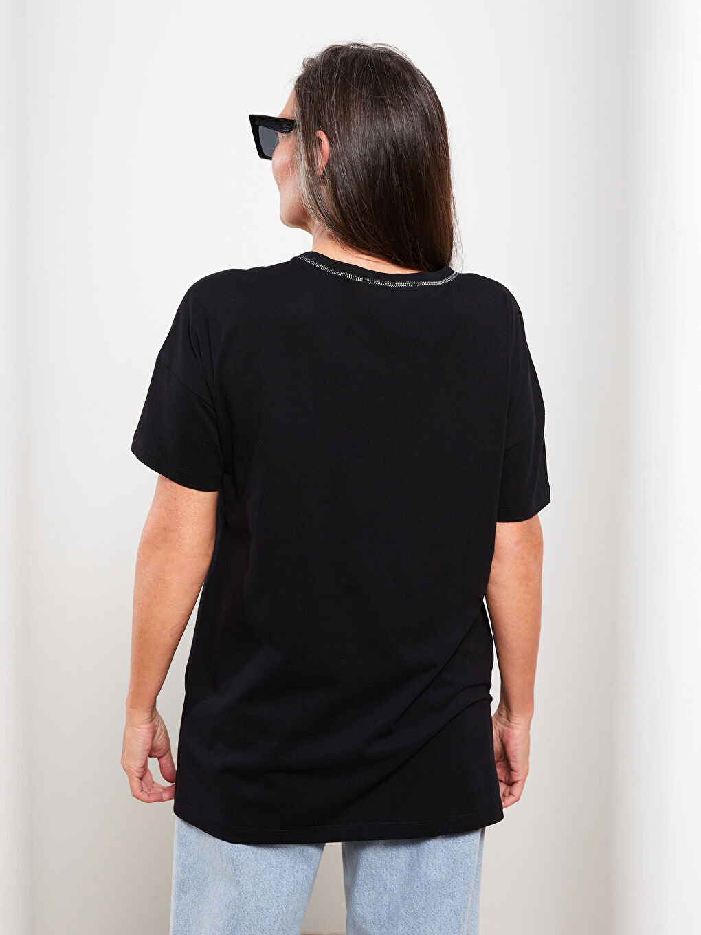 V-neck Straight Short Sleeve Cotton Women's T-Shirt -S2DY80Z8-CVL