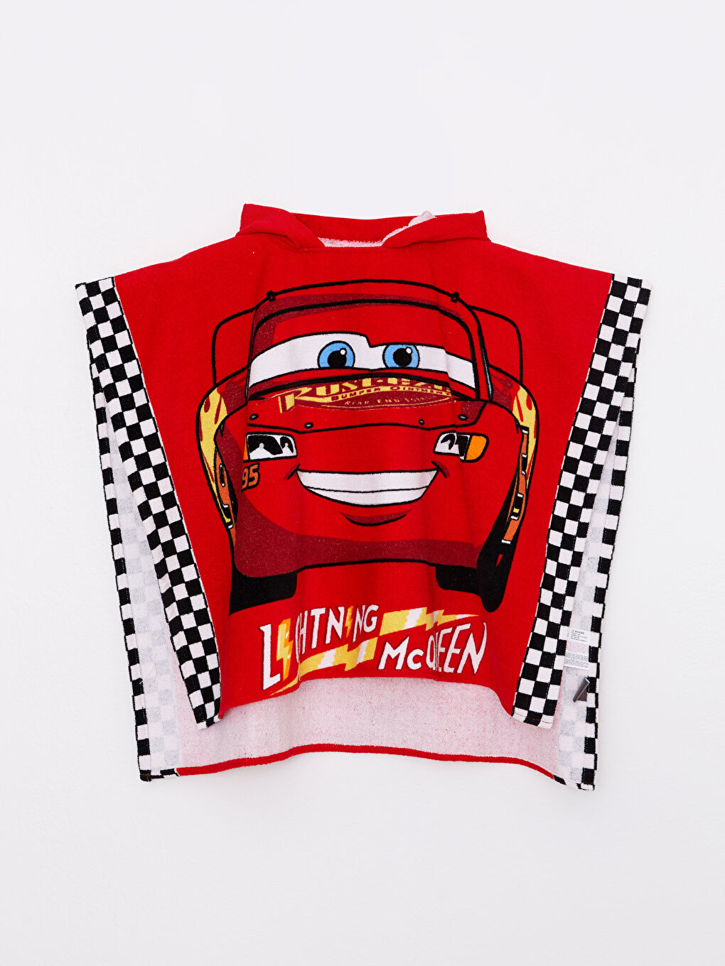 Kırmızı Cars Lisanslı Erkek Çocuk Pamuklu Panço Plaj Havlusu