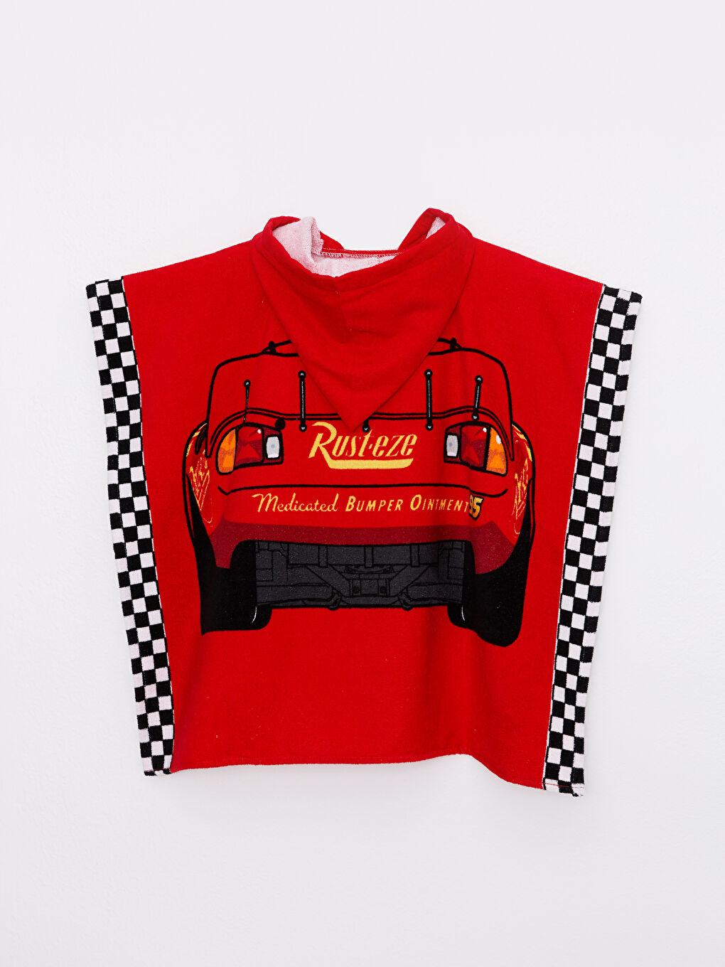 Kırmızı Cars Lisanslı Erkek Çocuk Pamuklu Panço Plaj Havlusu-1