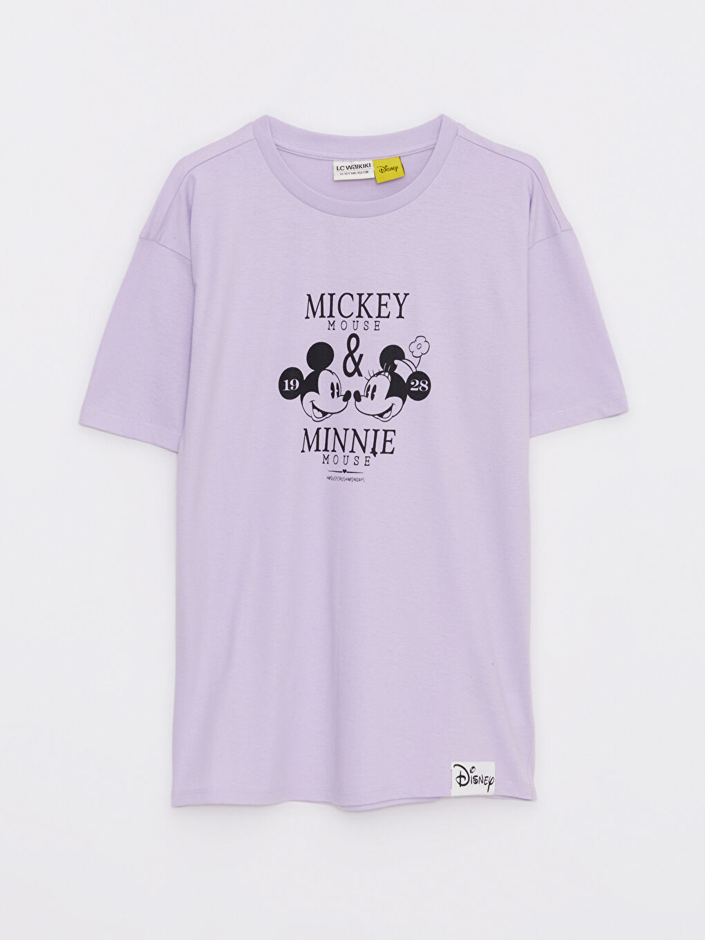 LCW Kids Crew Neck Minnie and Mickey Mouse Printed Short Sleeve Cotton Girls T-Shirt -S2EA12Z4-G0W