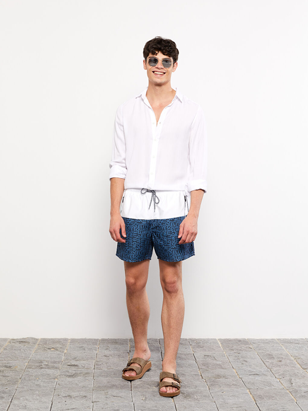 Men's Short Color-Blocked Swim Shorts -S2EA17Z8-LSJ