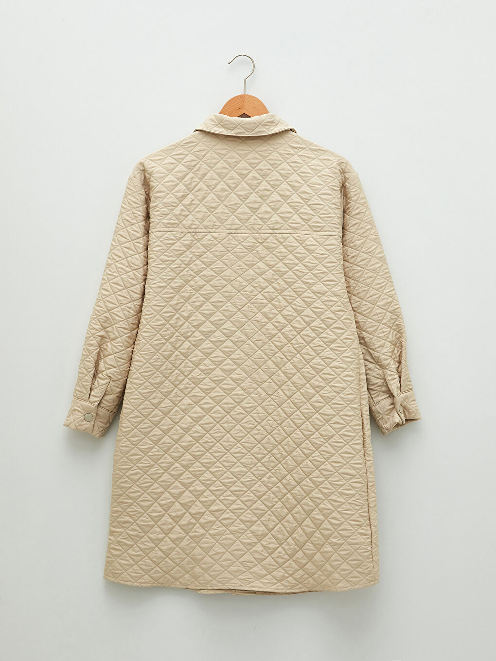 Shirt Collar Quilted Patterned Long Sleeve Women's Coat-7