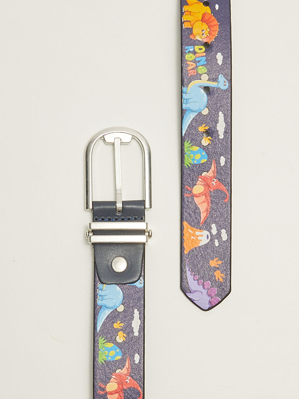 Double Sided Leather Look Dinosaur Printed Boys Belt-2