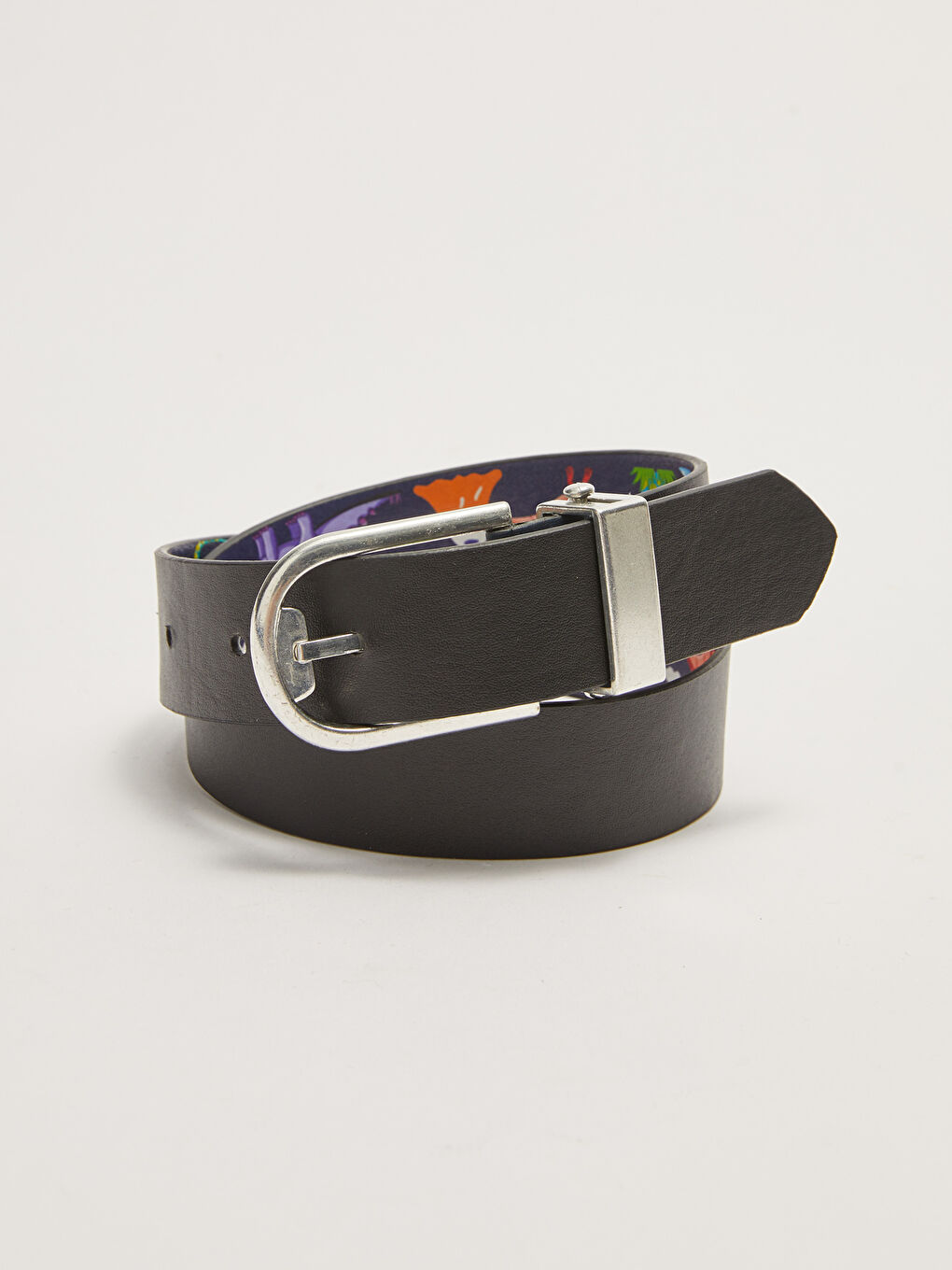 Double Sided Leather Look Dinosaur Printed Boys Belt-4