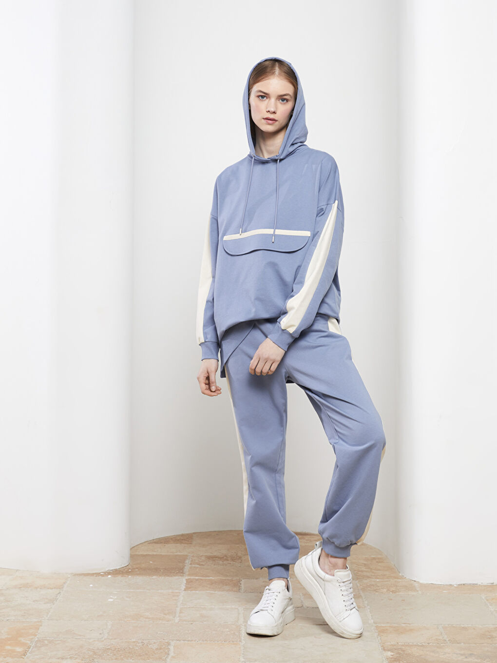 Mavi Kadın Beli Lastikli Düz Jogger Eşofman Altı-1