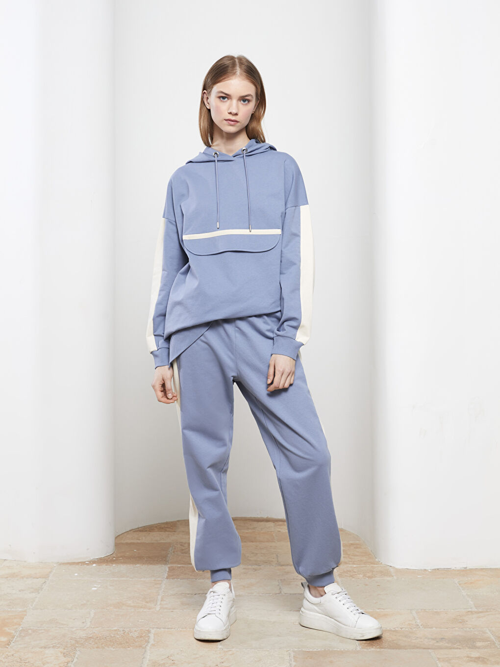 Mavi Kadın Beli Lastikli Düz Jogger Eşofman Altı-2