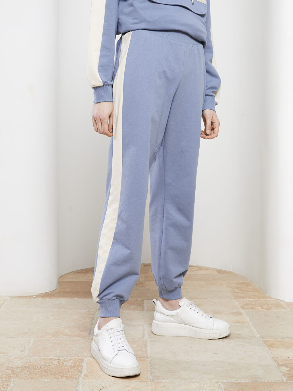 Mavi Kadın Beli Lastikli Düz Jogger Eşofman Altı-3