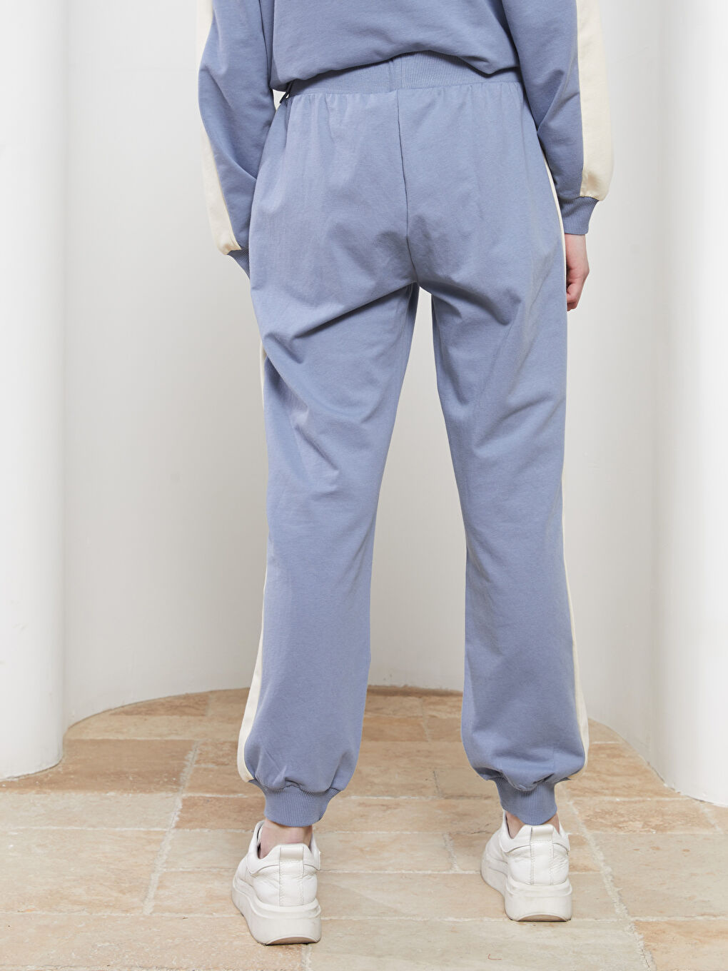 Mavi Kadın Beli Lastikli Düz Jogger Eşofman Altı-5