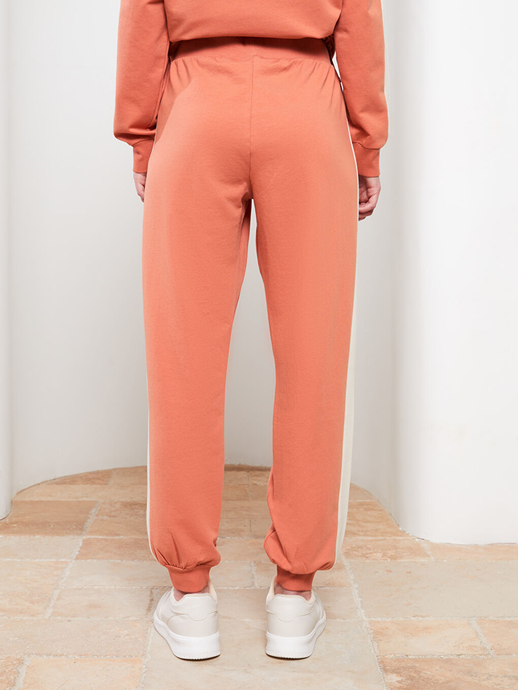 Turuncu Kadın Beli Lastikli Düz Jogger Eşofman Altı-5