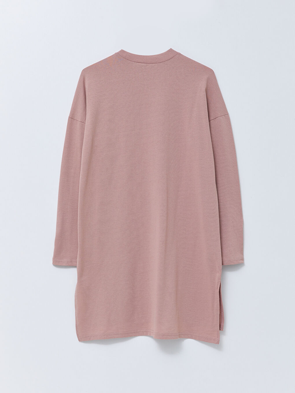 Pembe Bisiklet Yaka Baskılı Uzun Kollu Kadın Tunik-5