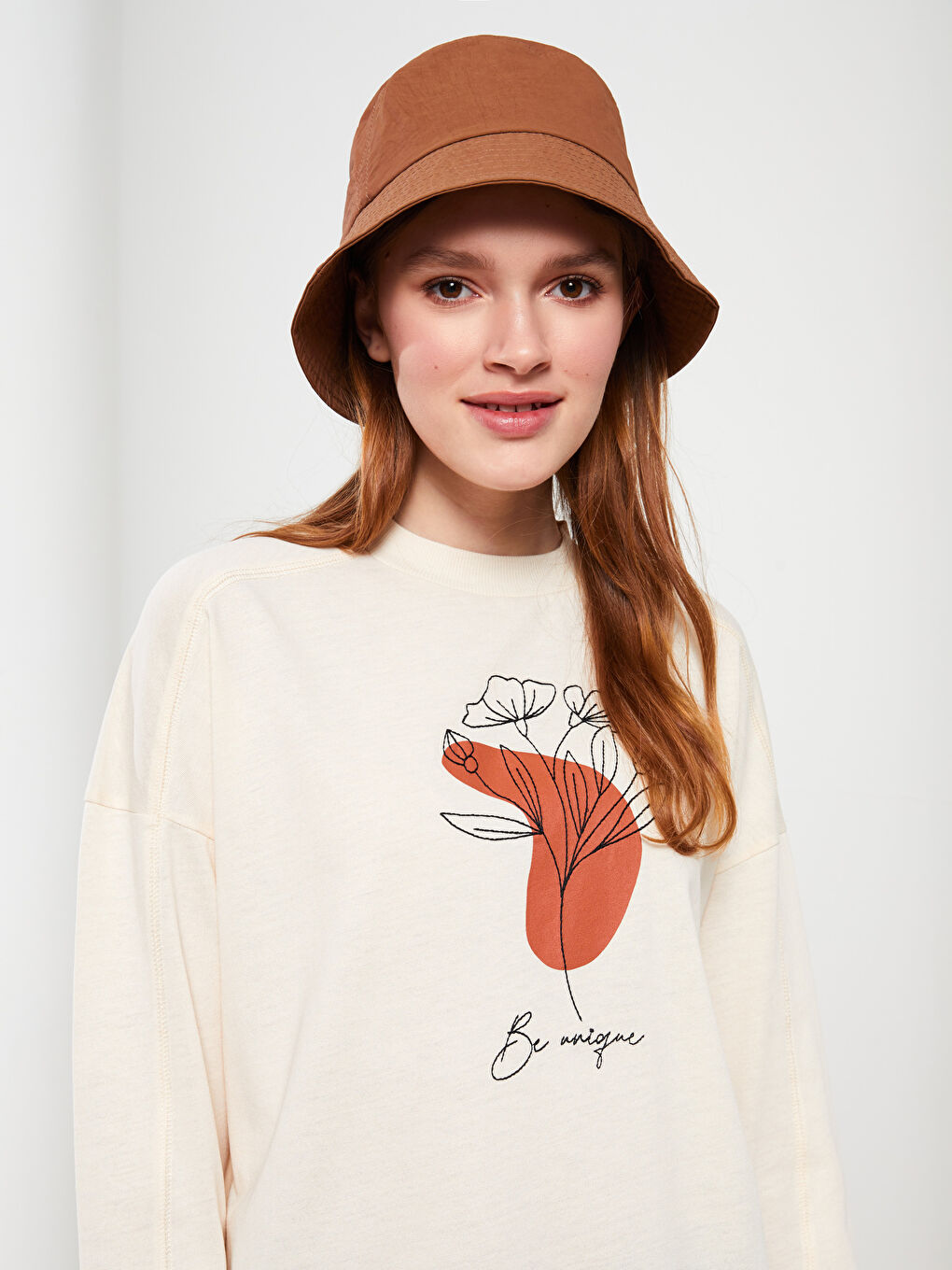 Crew Neck Printed Long Sleeve Women's Tunic-1