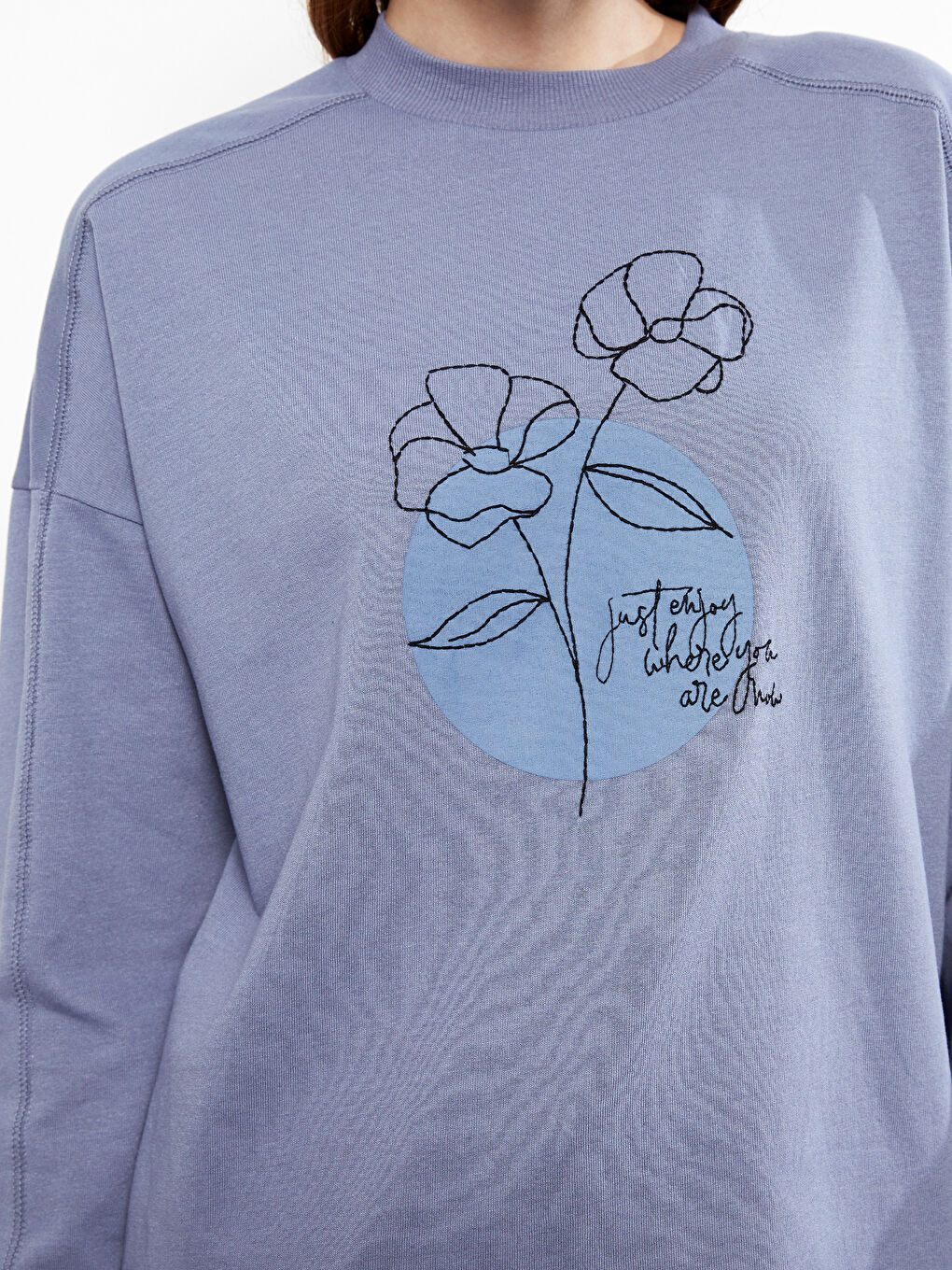 Crew Neck Printed Long Sleeve Women's Tunic-3
