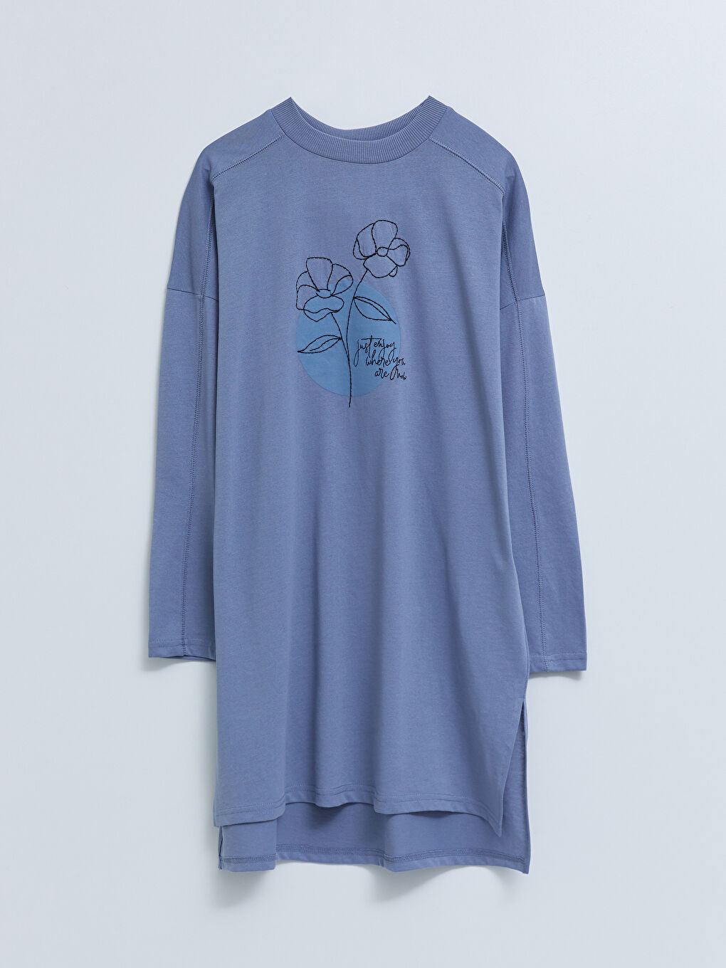 Crew Neck Printed Long Sleeve Women's Tunic-5