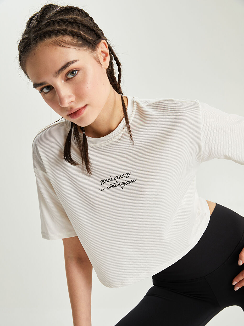 Tricou sport pentru Femei, Crop, Imprimat, Guler rotund