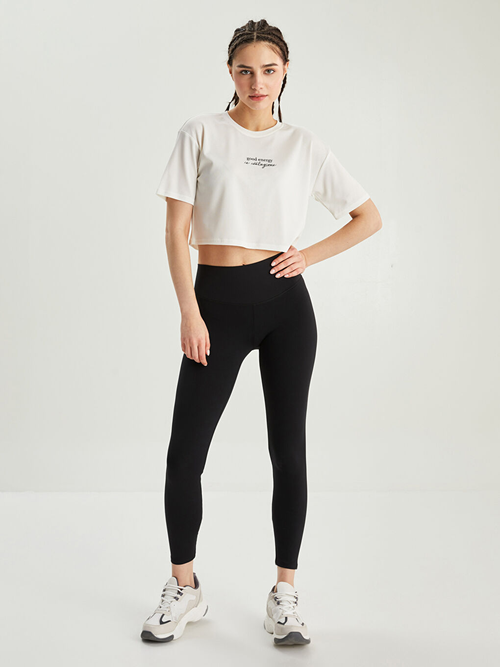 Tricou sport pentru Femei, Crop, Imprimat, Guler rotund-2