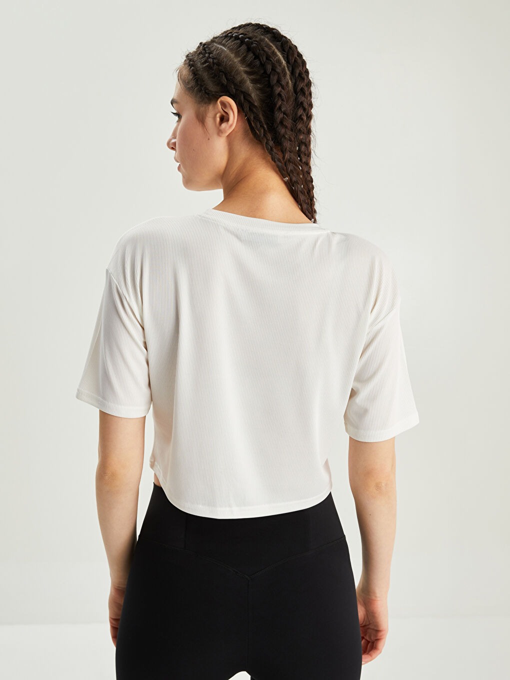 Tricou sport pentru Femei, Crop, Imprimat, Guler rotund-4