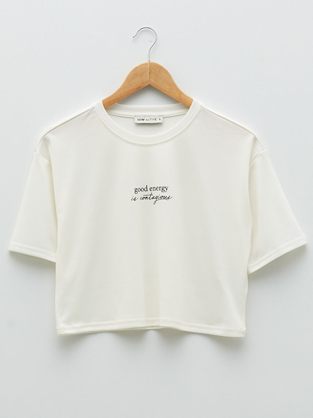 Tricou sport pentru Femei, Crop, Imprimat, Guler rotund-5