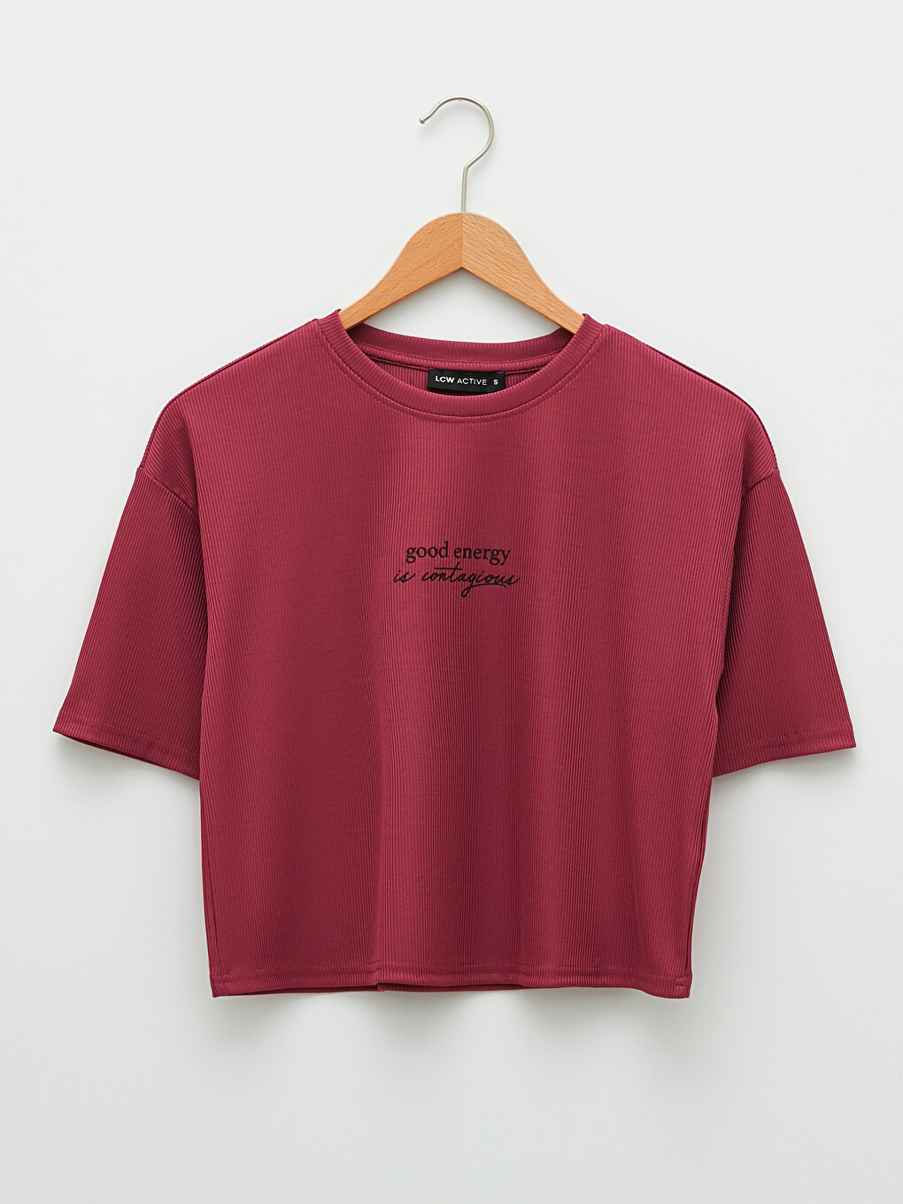 Crew Neck Printed Crop Women's Sports T-shirt-6